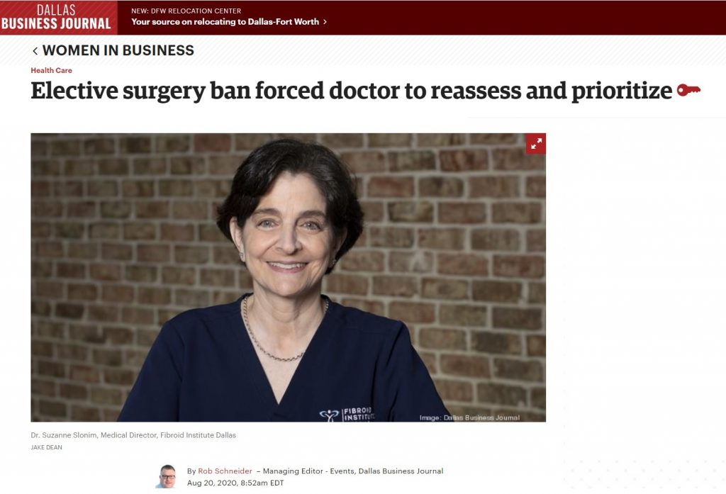 Dallas Business Journal fibroid doctor surgery ban