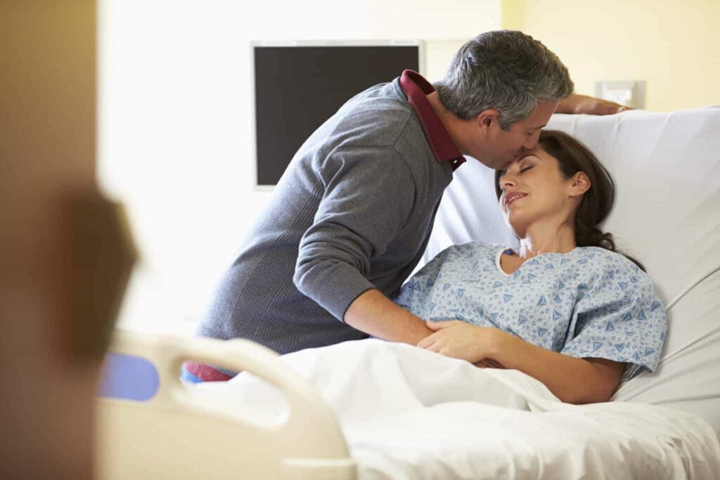 UFE procedure husband kissing wife after