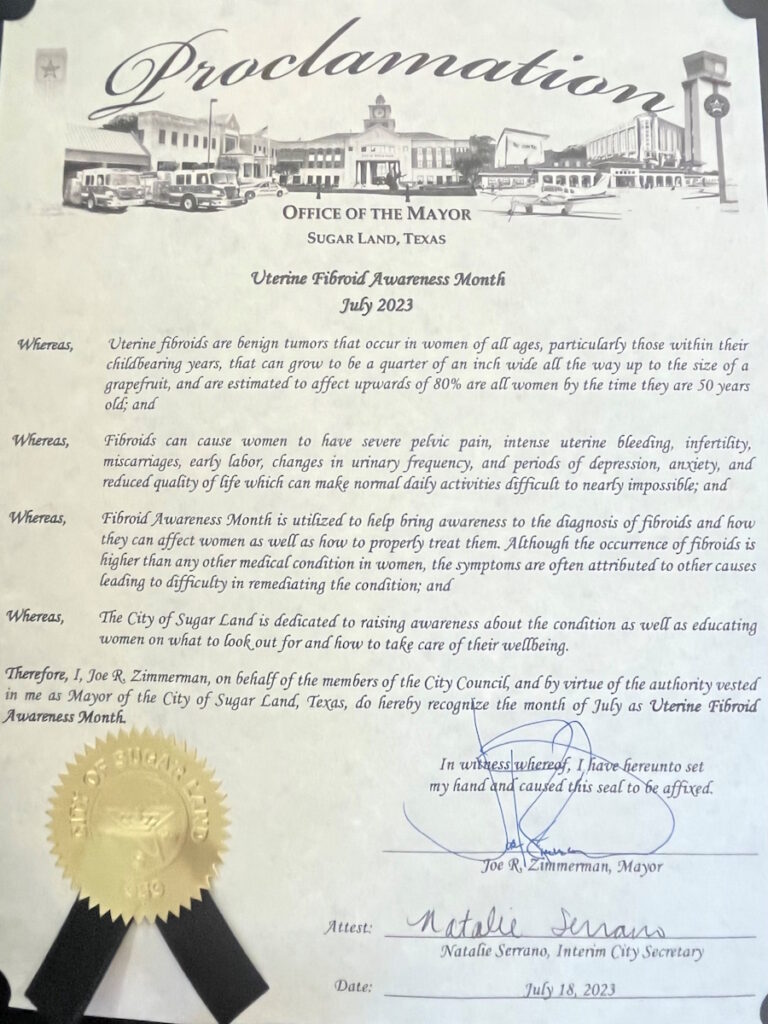 Fibroid Awareness Month City of Sugar Land Texas 03