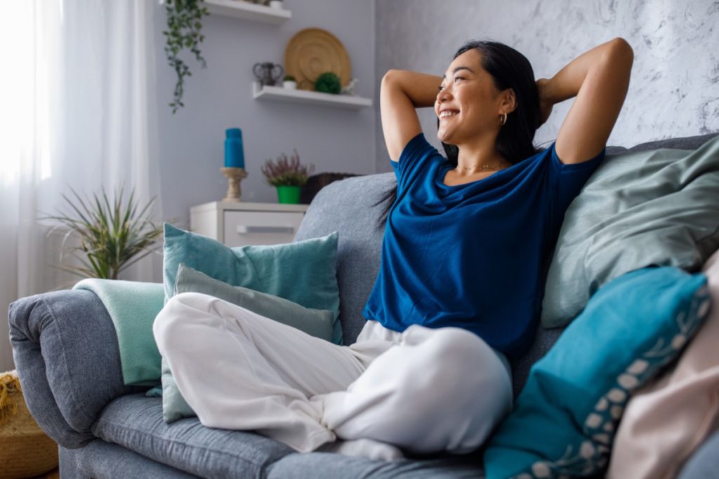 hysterectomy relaxing woman at home