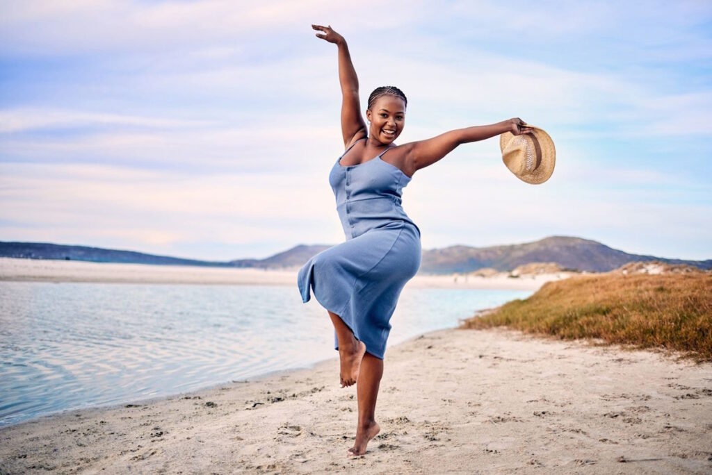 fibroid symptoms on vacation woman beach